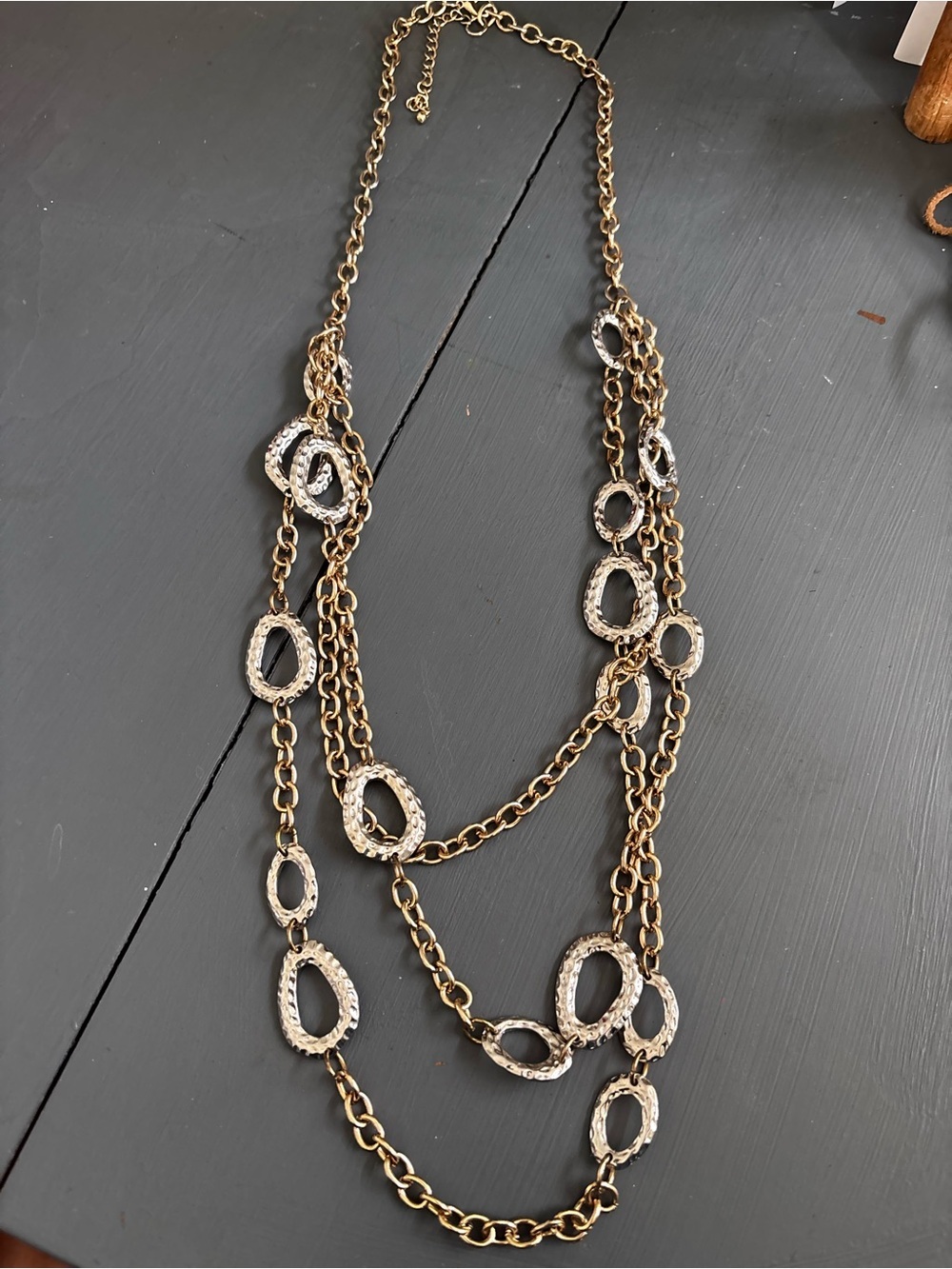 Layered Gold and Silver Oval Link Necklace - Women Jewelry